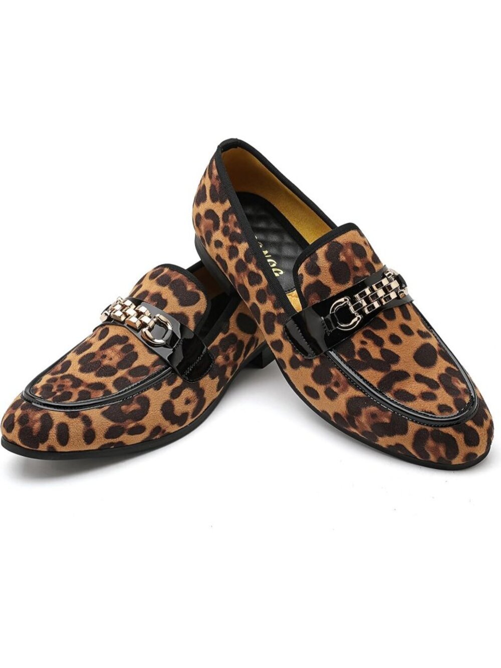 FQEQNQG Men's Leopard Print Velvet Loafers Penny Slip On Smoking Wedding Shoes